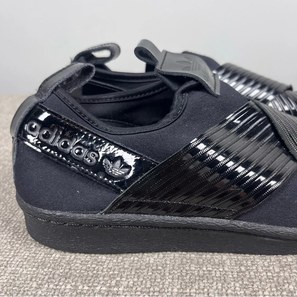 Adidas Women's Originals Superstar All Core Black Slip-On Shoes Sneakers Size 6